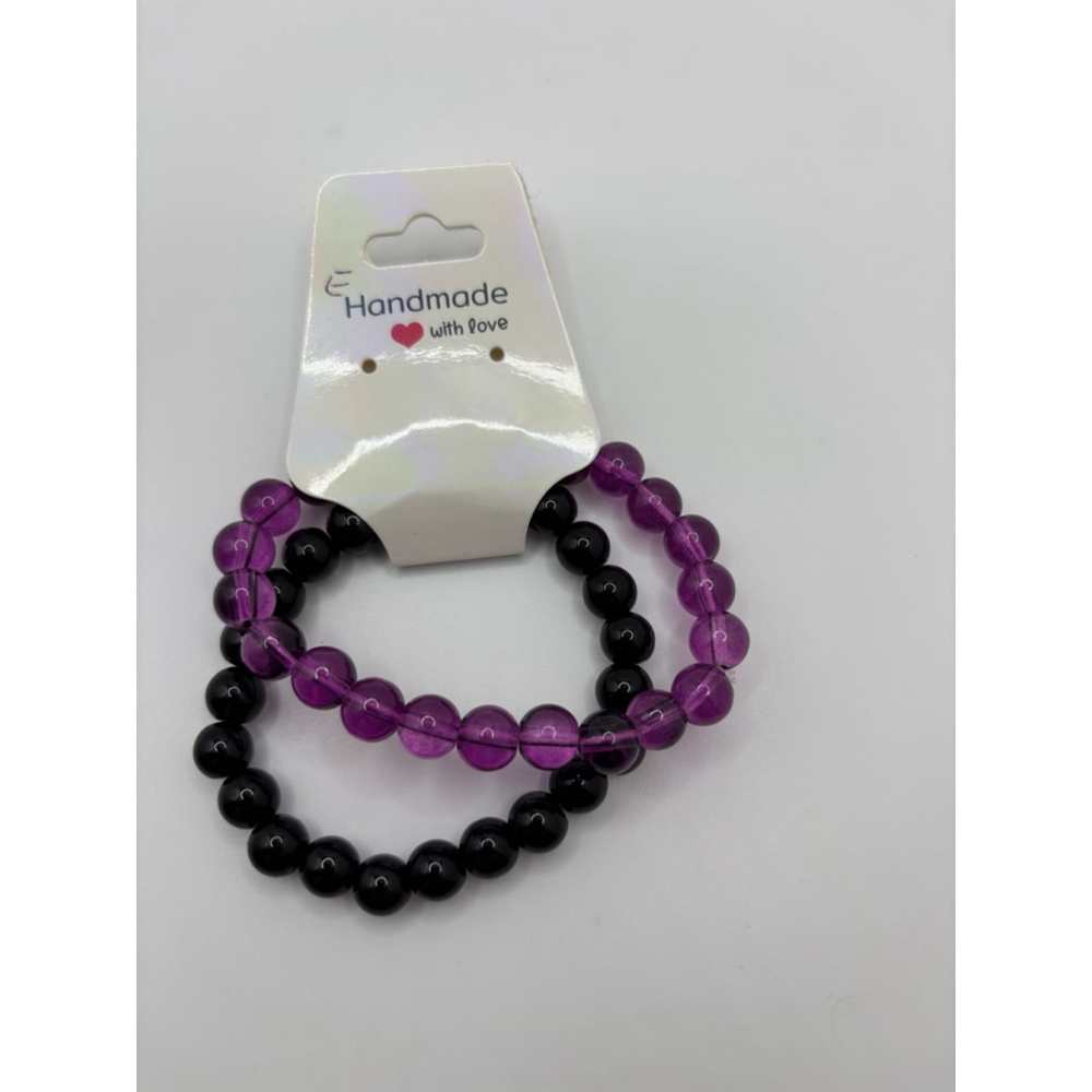 ✨5/$25✨Purple Black Beaded Bracelet Set NWOT